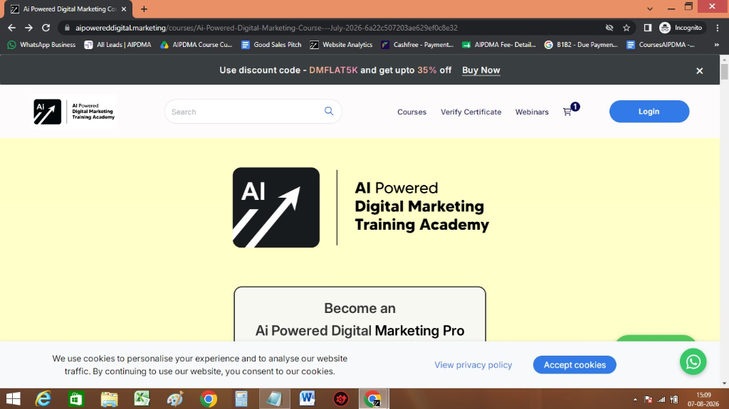 AIPDMA Homepage with Header and Discount Code Banner